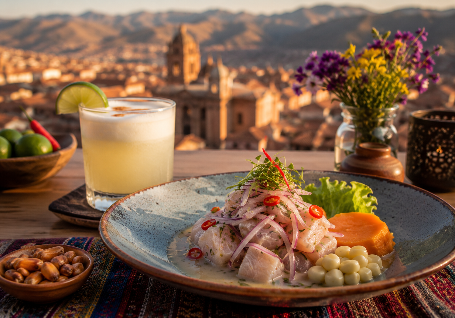 Cebiche y pisco sour